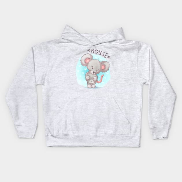 Mouse teddy cartoon Kids Hoodie by Mako Design 